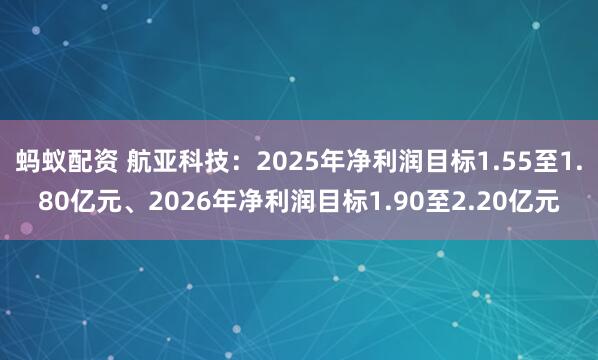 蚂蚁配资 航亚科技：2025年净利润目标1.55至1.80亿元、2026年净利润目标1.90至2.20亿元