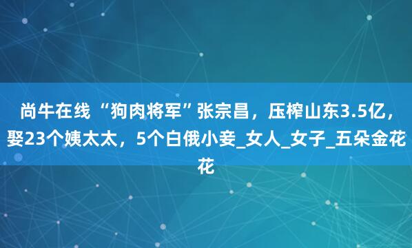 尚牛在线 “狗肉将军”张宗昌，压榨山东3.5亿，娶23个姨太太，5个白俄小妾_女人_女子_五朵金花